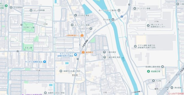 高槻市芝生町　第11期　新築一戸建ての地図