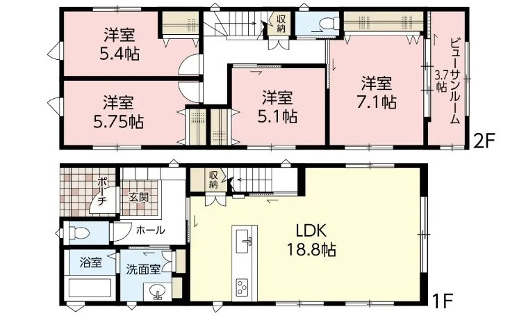 広島市西区井口４丁目　新築一戸建ての間取り