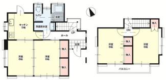 【間取り】 | KEM小山市西城南1期 | ◆南向きで室内全体が明るい4DK◆ご家族の団らんを明るい陽射しが照らします◆