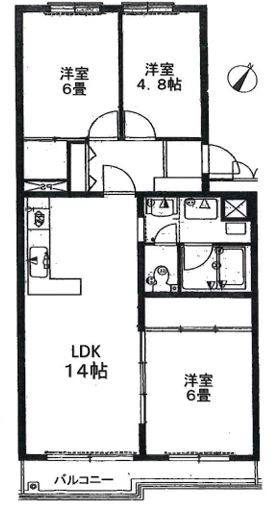 【中古マンション】若葉グリーンハイツD号棟の間取り