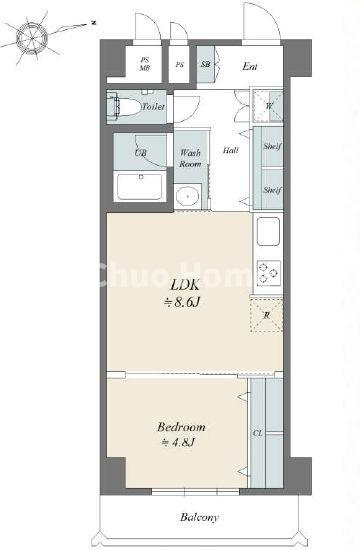 マンション西浅草の間取り|5階部分・日当たり・通風良好。新規リノベーションマンション。