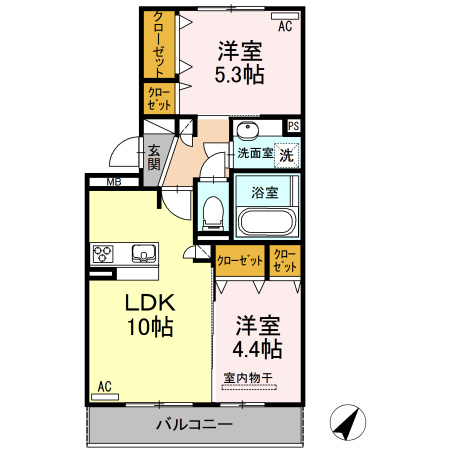 ハイムセラ菊陽　Ｂの間取り