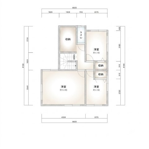 長岡京市柴の里の参考プラン|建物参考プラン（2階：約46.58㎡）