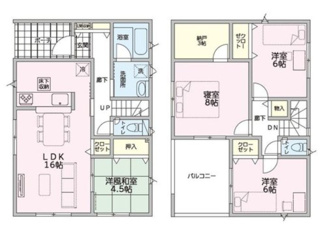 【間取り】 | 新潟市中央区上所上 第1 2号 | 4LDKの間取り、駐車スペース3台可です('ω')ノ