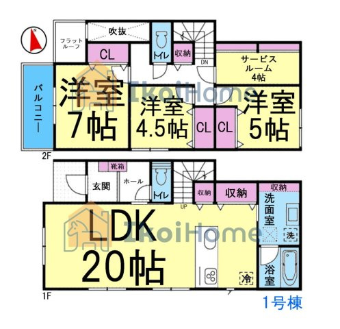 明石市太寺大野町　全3棟　１号棟　新築戸建の間取り|●年中無休：当日予約可●4LDKの間取り！玄関吹き抜け！設備充実！人気の乾太くん完備♪