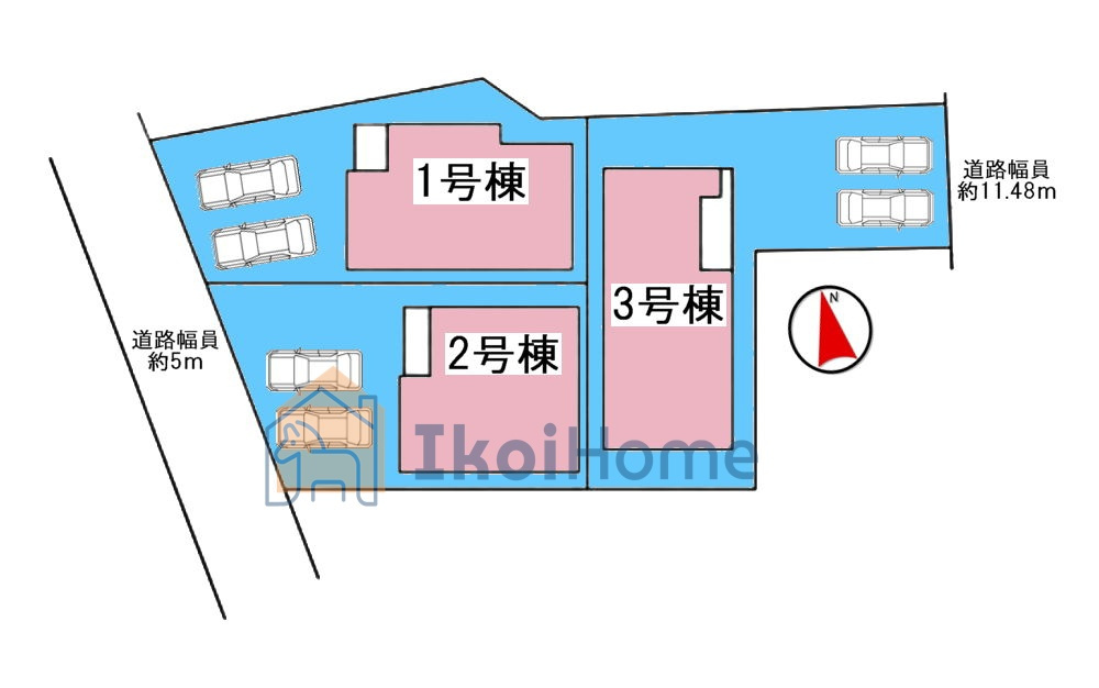 明石市太寺大野町　全3棟　１号棟　新築戸建の駐車場|●年中無休：当日予約可●前面道路広く交通量少なく安心の住環境です！駐車可スペース２台！