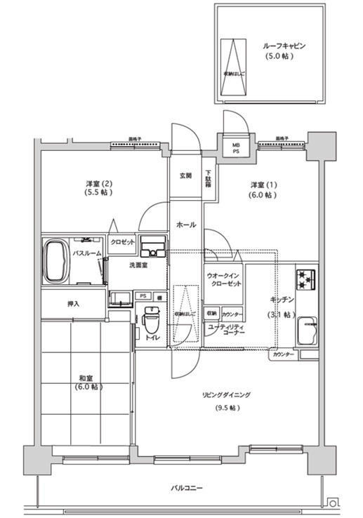 ライオンズマンション皆賀の間取り