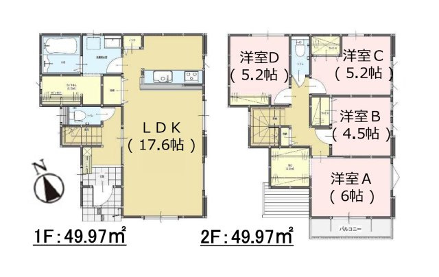福岡市城南区片江2丁目第3-2棟（1号棟）の間取り|全居室収納付きで便利です。