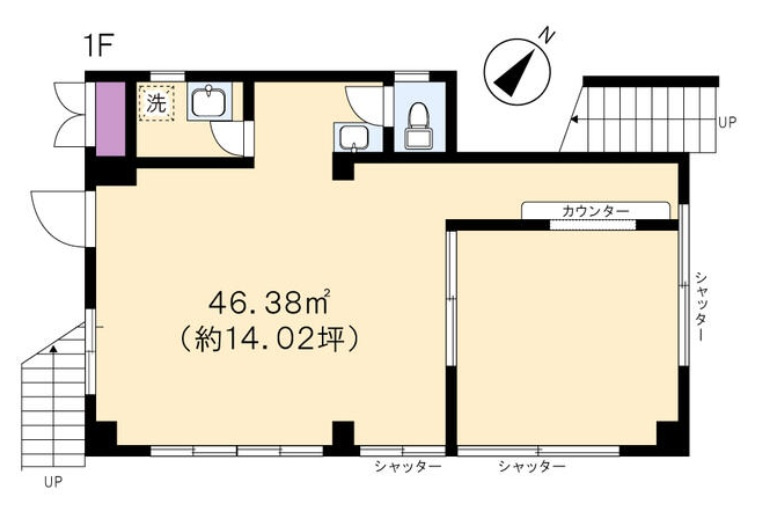 八王子市長房町の店舗事務所の間取り