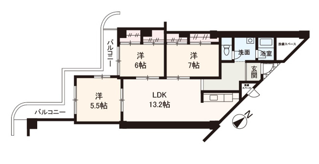 【間取り】 | エバーグリーン淀川2号館 | LDKを中心に家族がゆったり暮らせる3LDK！大切なペットと暮らせる住まいです(細則有)。※リフォーム完了は12月末頃を予定しております。