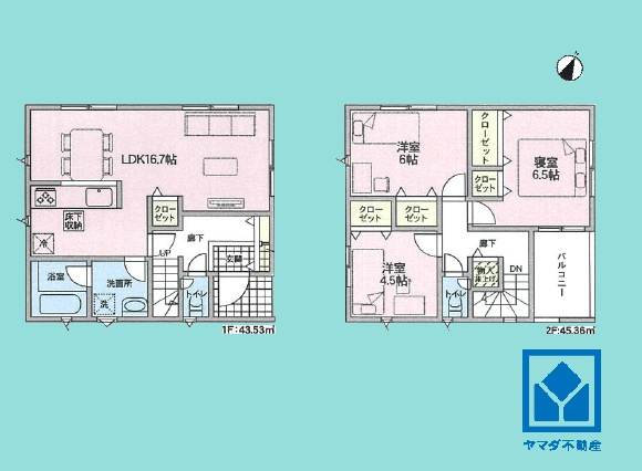 尼崎市西昆陽　第２　１号棟の間取り|3LDK、土地面積90.27平米、建物面積83.42平米、ルーフバルコニー面積4.86平米、ポーチ面積0.61平米、木造2階建。2026年8月完成済み。