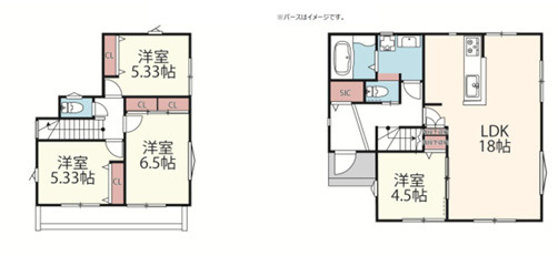 茅ケ崎市高田1丁目　新築戸建　全２棟の間取り|２号棟