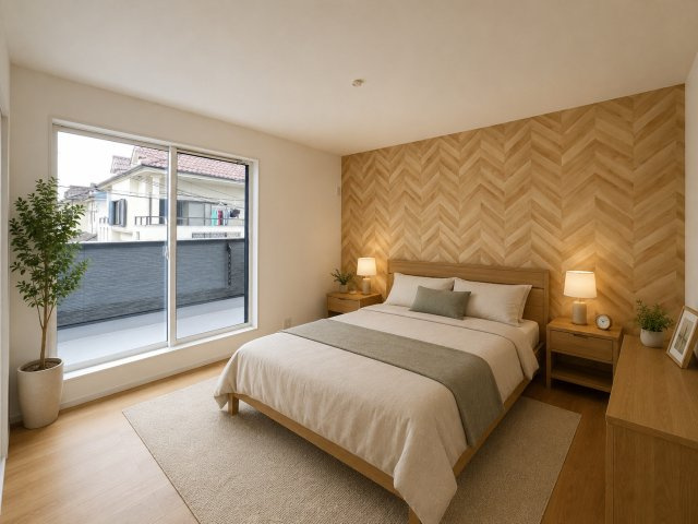 橿原市豊田町 ４号地の寝室|洋室8.02帖（画像の家具はAIによって作成したものです）