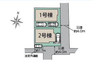 小田原市酒匂5丁目　新築戸建　全2棟1号棟の区画図
