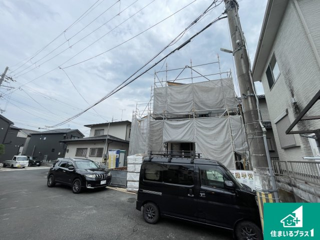 大津市千町　第1期　新築一戸建ての前面道路含む現地写真|周辺は落ち着いた街並みの住宅地！子育てがしやすい住環境です！まだ未完成ですが、現地でしかわからない事もございます。是非一度ご覧ください。