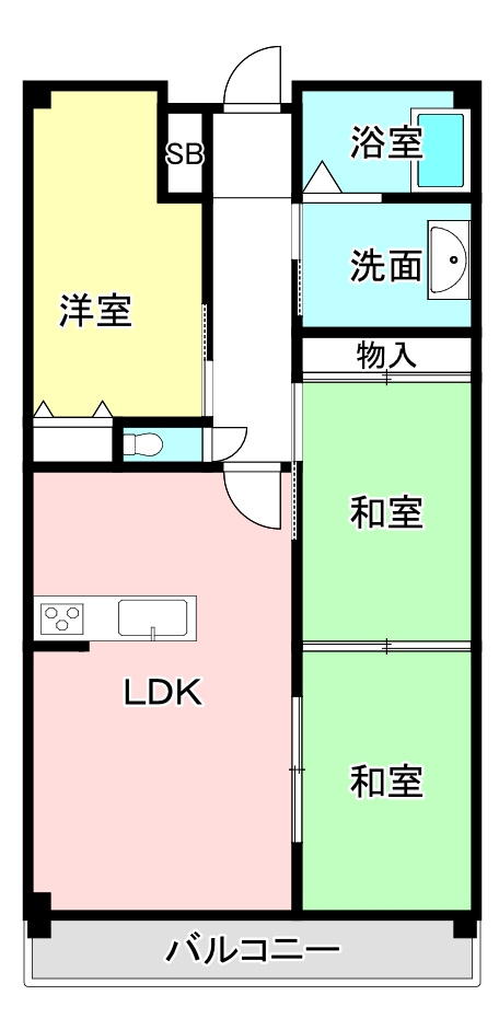 岩出市西国分　サンライズマンション岩出3の間取り