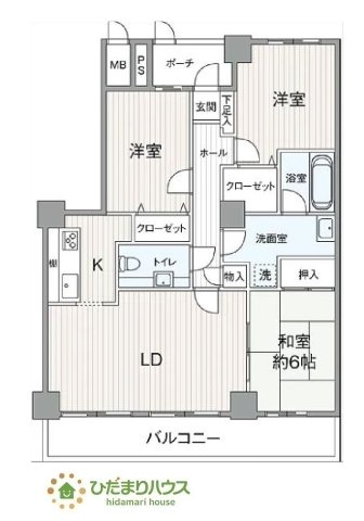 【間取り】 | 水戸市三の丸1丁目　中古マンション　三の丸グランキャッスルタワー | 全居室収納付きです。