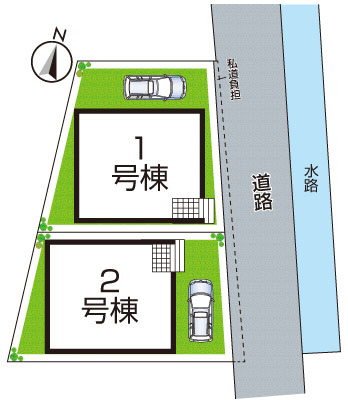 尼崎市西昆陽　第2期　新築一戸建ての区画図|全2区画