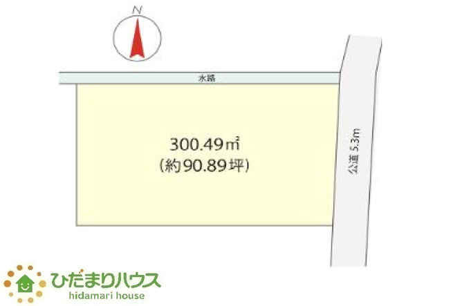 【土地図】 | 水戸市朝日町　売地　90坪 | 90坪の広々とした敷地です。