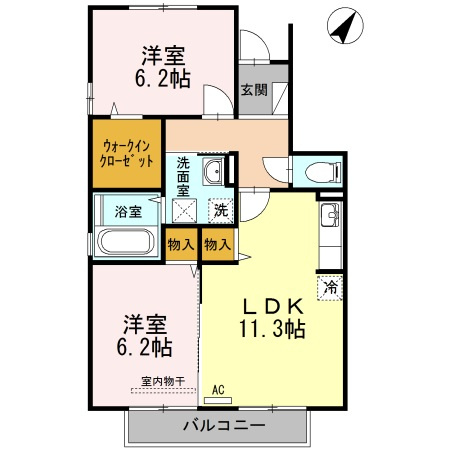 【間取り】 | カーザ　ナチュラーレ　B棟