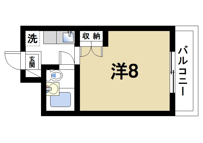 プチハイツ奈良の間取り|お一人暮らしにピッタリの1Ｋのお部屋です。