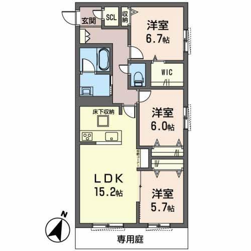 オカバ姫路岡町シャーメゾン　Bの間取り
