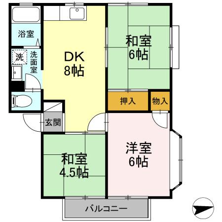 ガーデン茶山　B棟の間取り