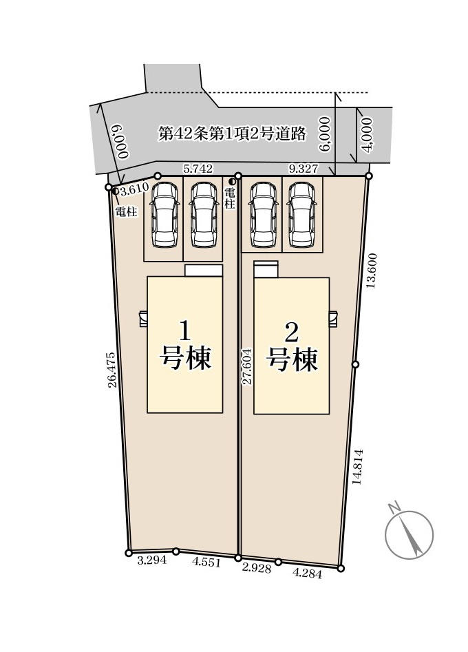 那珂川市山田第1-2棟（1号棟）の区画図|配置図（1号棟）