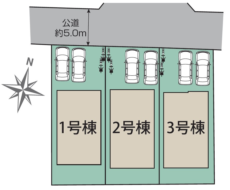 宇都宮市平松本町 全3棟の区画図