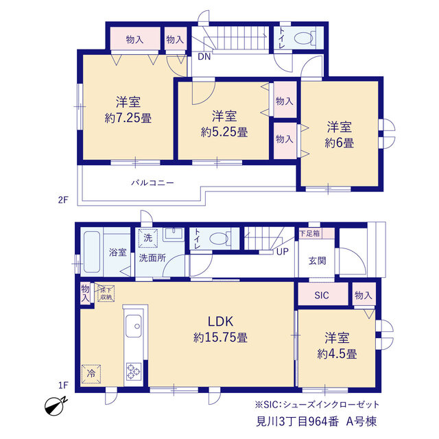 水戸市見川３丁目964番の間取り|A号棟間取りです。