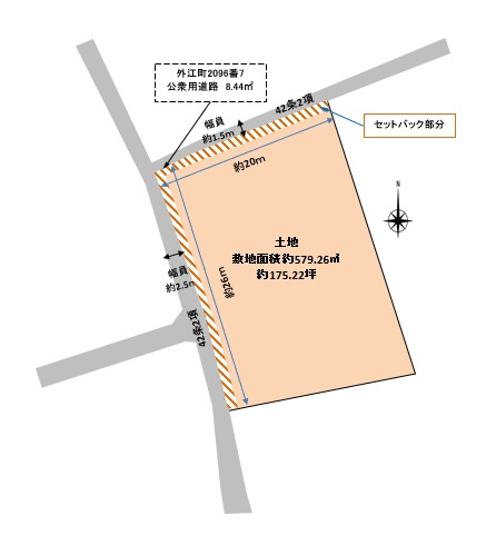 ■□境港市外江町売土地□■の土地図|敷地図です。整形地となっており、様々なプランを検討する事ができそうです〇
現状渡しとなります。
