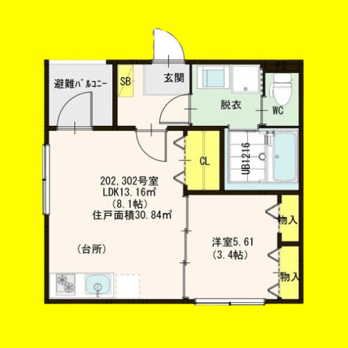 ハーモニーテラス上石川町Ⅴ　名古屋市賃貸　仲介手数料無料の間取り