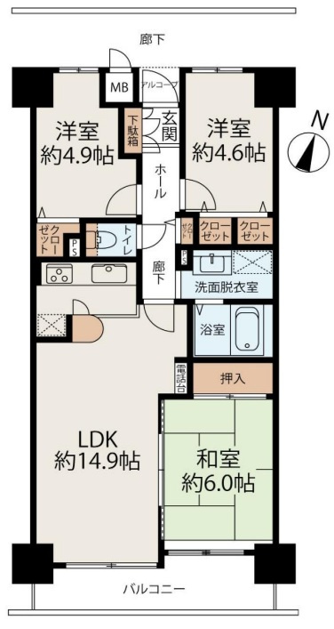 クローバーハイツ南花台の間取り