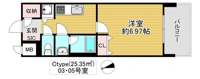 大阪市鶴見区放出東３丁目の賃貸マンションの間取り