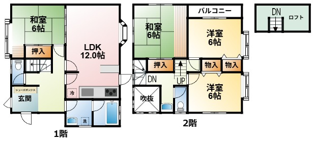 大網白里市駒込の中古一戸建の間取り