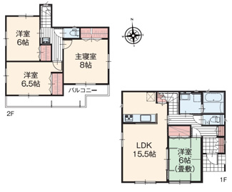 【間取り】 | いろどりアイタウン栃木市平柳町3丁目22-P2　10号棟 | 南向きで明るい室内が特徴