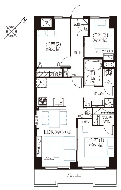 横浜駅周辺が庭となる地。その感覚、なかなか持てないですよね？はい、私もです。ってコトは、選ばれし人間のみが享受できるこの恩恵。部屋より楽しいかもれしれない！な、『モンテベルデ横浜』リノベーションの間取り