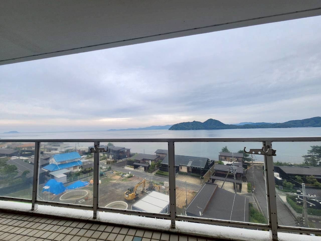 【成約済】マリントピア天橋立7号館の展望|前面タイル張りの眺めの良いバルコニーです！