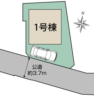 【区画図】 | 【仲介手数料無料！！】調布市多摩川3丁目　新築戸建て（全1棟）　5680万円 | 土地面積／82.66㎡（25坪）車庫1台