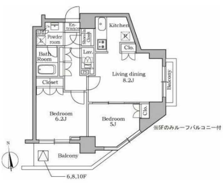 レジディア三軒茶屋　駅近　リノベーション済　南東角部屋の間取り