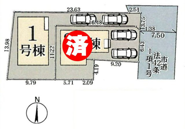 三郷市　鷹野1丁目　新築戸建　全2棟の区画図|区画図です