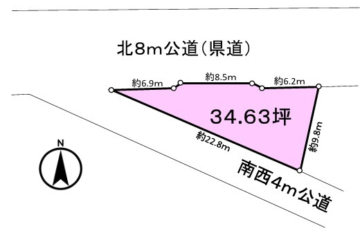 川越市笠幡　建築条件なし売地　JR川越線『笠幡駅』徒歩5分　【霞ヶ関西小学区】の土地図