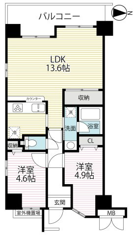 ◆１０階建て８階部分南西角住戸◆地下鉄＆阪急＆京阪の３沿線利用可能◆ディオ・フェルティ京都烏丸東の間取り
