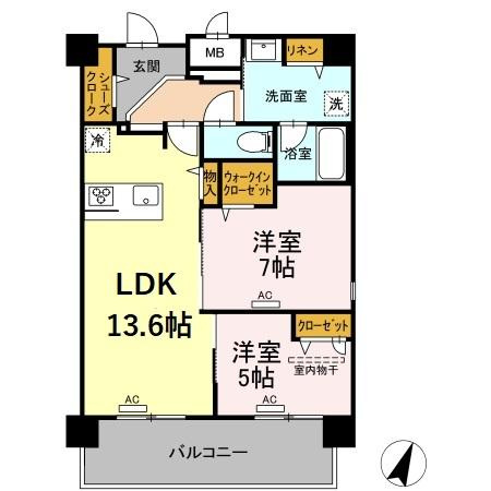 グランデール博多の間取り|使いやすい間取りです。