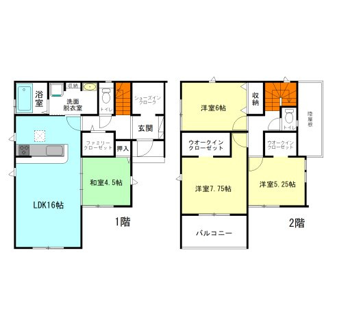 【間取り】 | グラファーレ渋川市金井ー① | 玄関には嬉しいシューズインクローク完備！
水回りを最短距離で結んだラクラク家事同線！