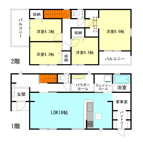 【間取り】 | リーブルガーデン.S前橋市樋越町第4ー③ | 水回りを最短距離で結んだラクラク家事同線！
家事室＋大容量パントリー付き！