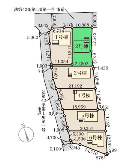 【区画図】 | リーブルガーデン.S前橋市樋越町第4ー② | 敷地面積ゆったり70坪以上！