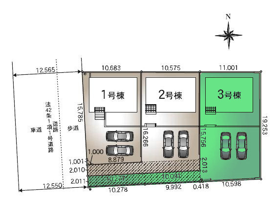 【区画図】 | クレイドルガーデン前橋市川原町第4ー③ | JAファーマーズまで徒歩10分圏内！
群馬大学荒牧キャンパス近く！