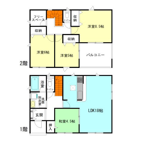 【間取り】 | クレイドルガーデン前橋市川原町第4ー② | 全居室南向きの暖かな間取り！
納戸や書斎など用途多彩なフリースペース完備！