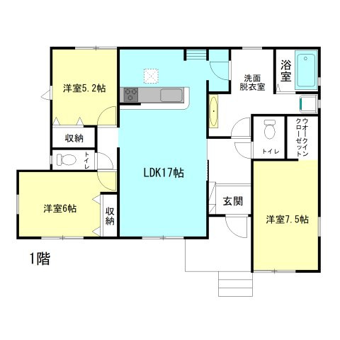 【間取り】 | リナージュ前橋市下石倉町01期ー① | 玄関アプローチにスロープのある平屋住宅登場です！